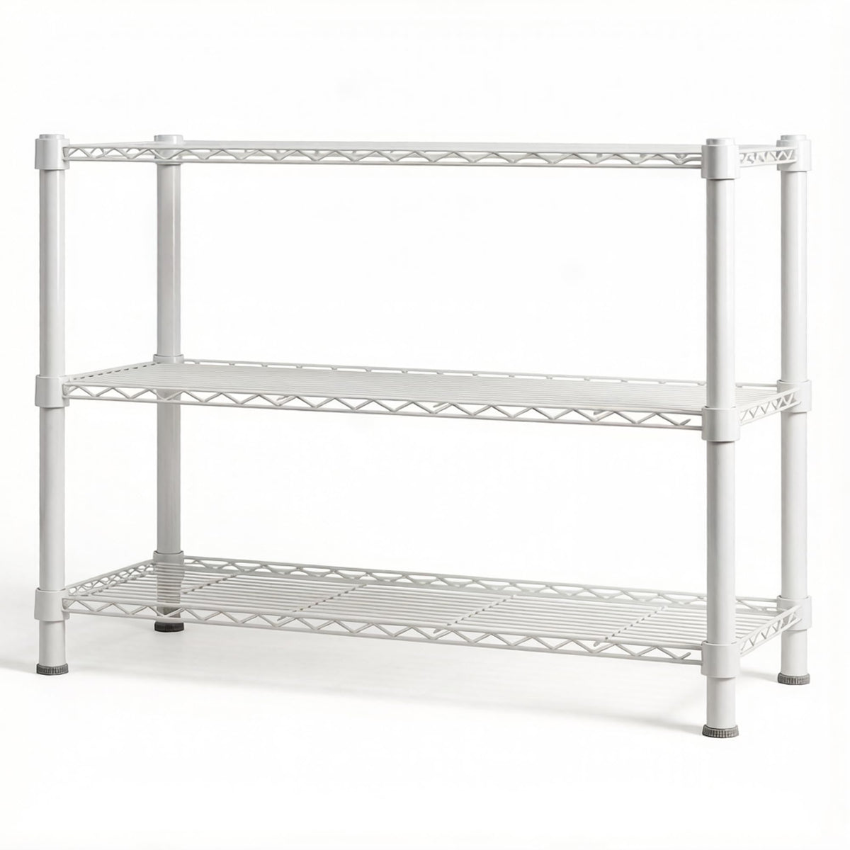 Standing Shelving Units, 36" W x 14" D x 32" H Metal Storage Shelves, Adjustable Carbon Steel Wire Shelving Rack Display Shelf for Garage Bathroom Kitchen Home Office (3-Tiers, White)