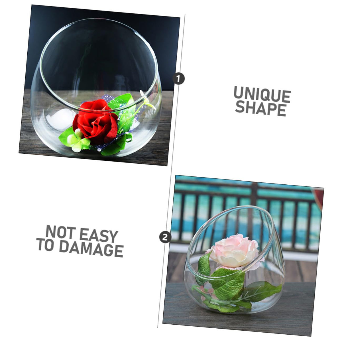 SECFOU 3pcs Slant Cut Micro Landscape Glass Bottles Ecological Terrarium Jar Plant Holder for Succulent Desktop Home Décor