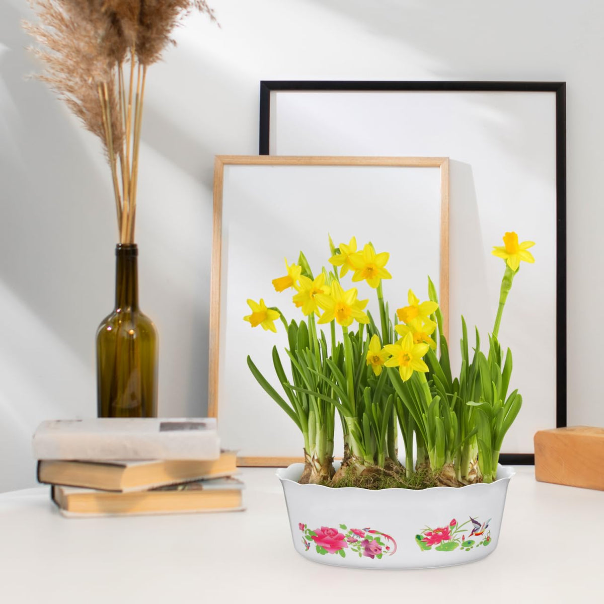 HANABASS 4pcs Lotus Flower Pot, Hydroponic Planter Water Lily Narcissus Planting Bowls Plastic Fish Bowl Shallow Flower Pot Daffodil Planter Succulent Holder Container