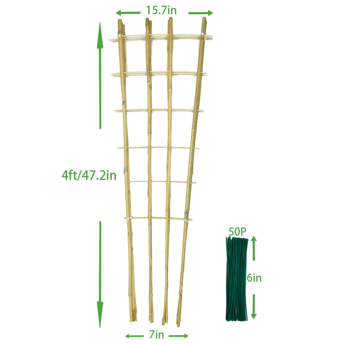 Natural Bamboo Trellis, 4Feet,3Pack,Fan-Shaped Plant Support Trellis for Outdoor and Indoor Potted Climbing Plants,Vegetables, Cucumber, Tomato, Hoya,