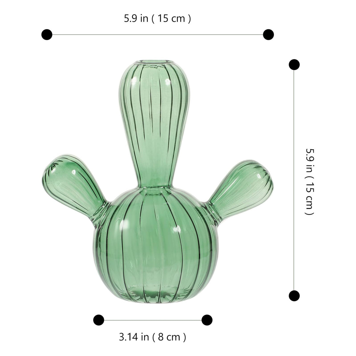 Holibanna Glass Cactus Vase Hydroponic Plant Container Small Green Glass Terrarium Decorative Vase for Succulent Display Desktop Home Décor