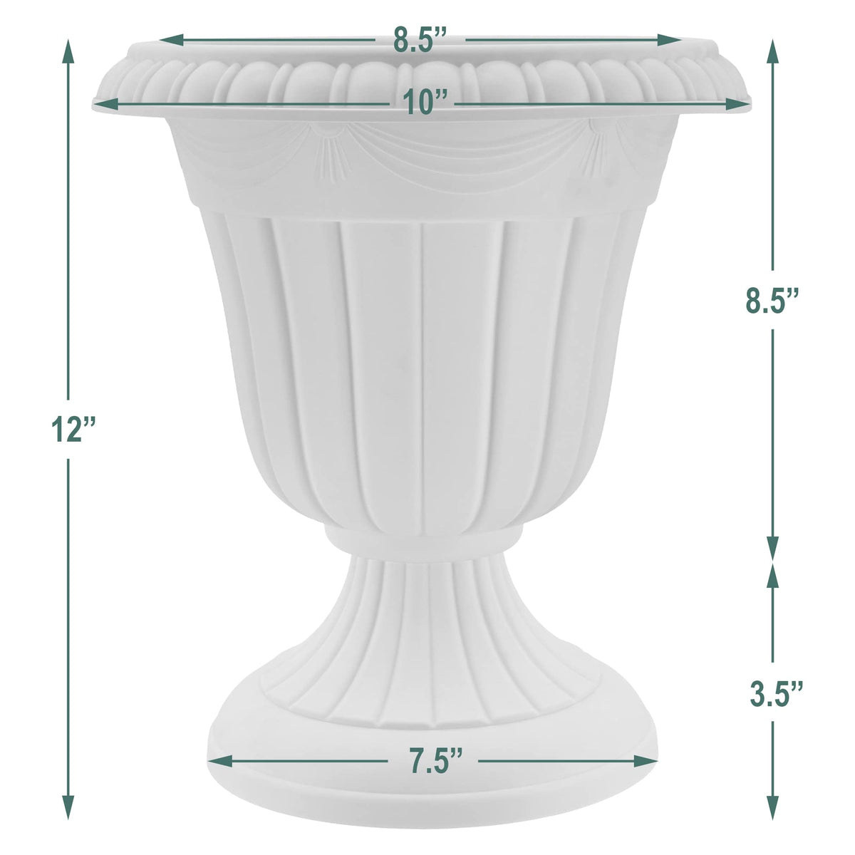 Arcadia Garden Products PL20CP Classic Traditional Plastic Urn Planter Indoor/Outdoor 10" x 12", Brushed Copper