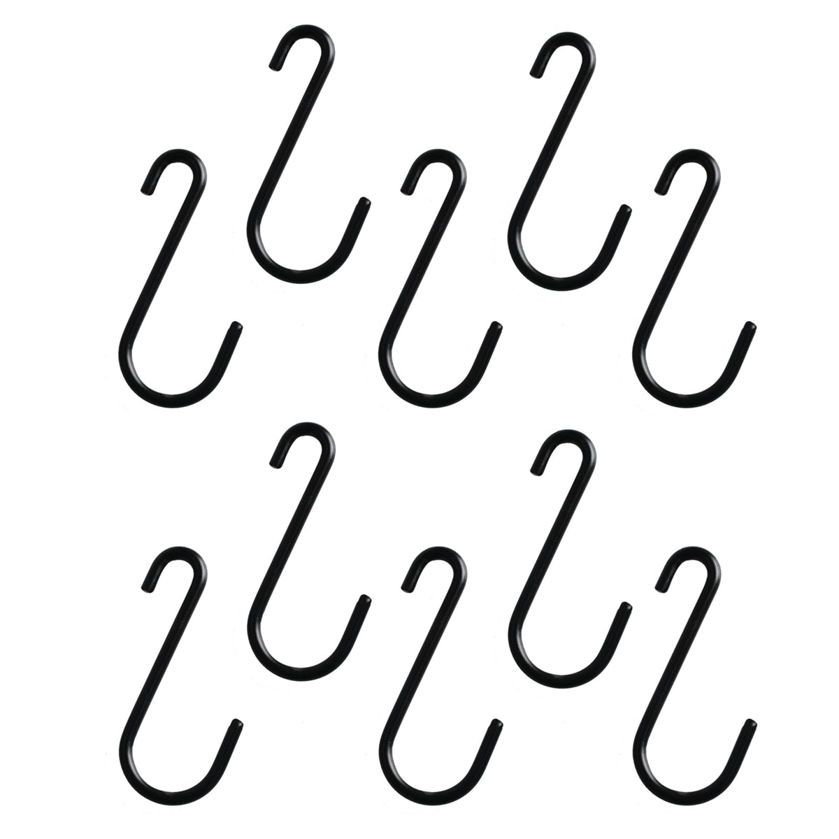 dophee 10Pcs 3" S Hooks for Hanging Plants, Black Heavy Duty Metal S Shaped Utility Hooks for Hanging Cups Jeans Clothes Bages Towels Purse Jewelry Pot Pans Baskets