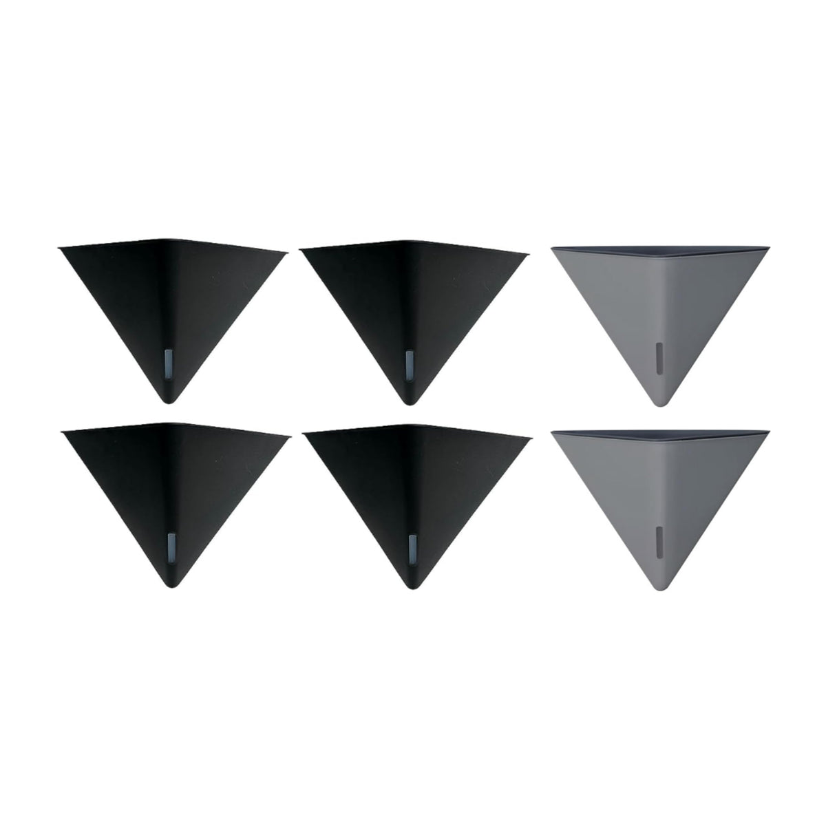LaLaGreen Bundle - 12" x 4 Pack Black + 12" x 2 Pack Gray Large Self Watering Geometric Hanging Flower Vase Vessel with Metal Hanger, Modern Stylish Wall Mounted Succulent Pot Holder Decor