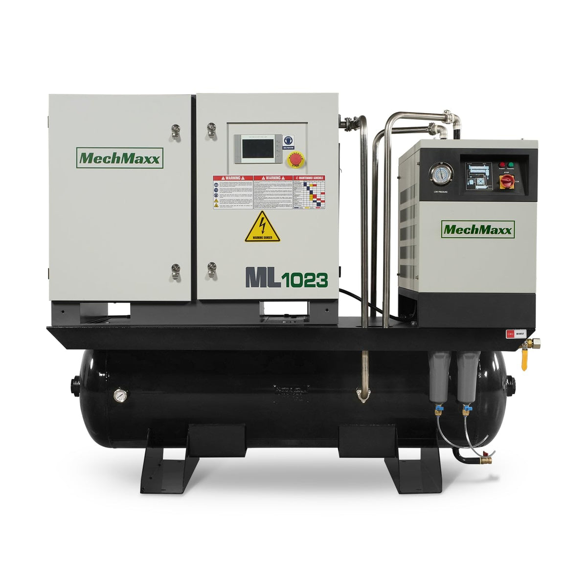 10HP Combined Rotary Screw Air Compressor with Dryer & 66-Gal ASME Tank | 32 CFM, 116 PSI, 230V 3-Phase – Industrial Grade,Model ML1023