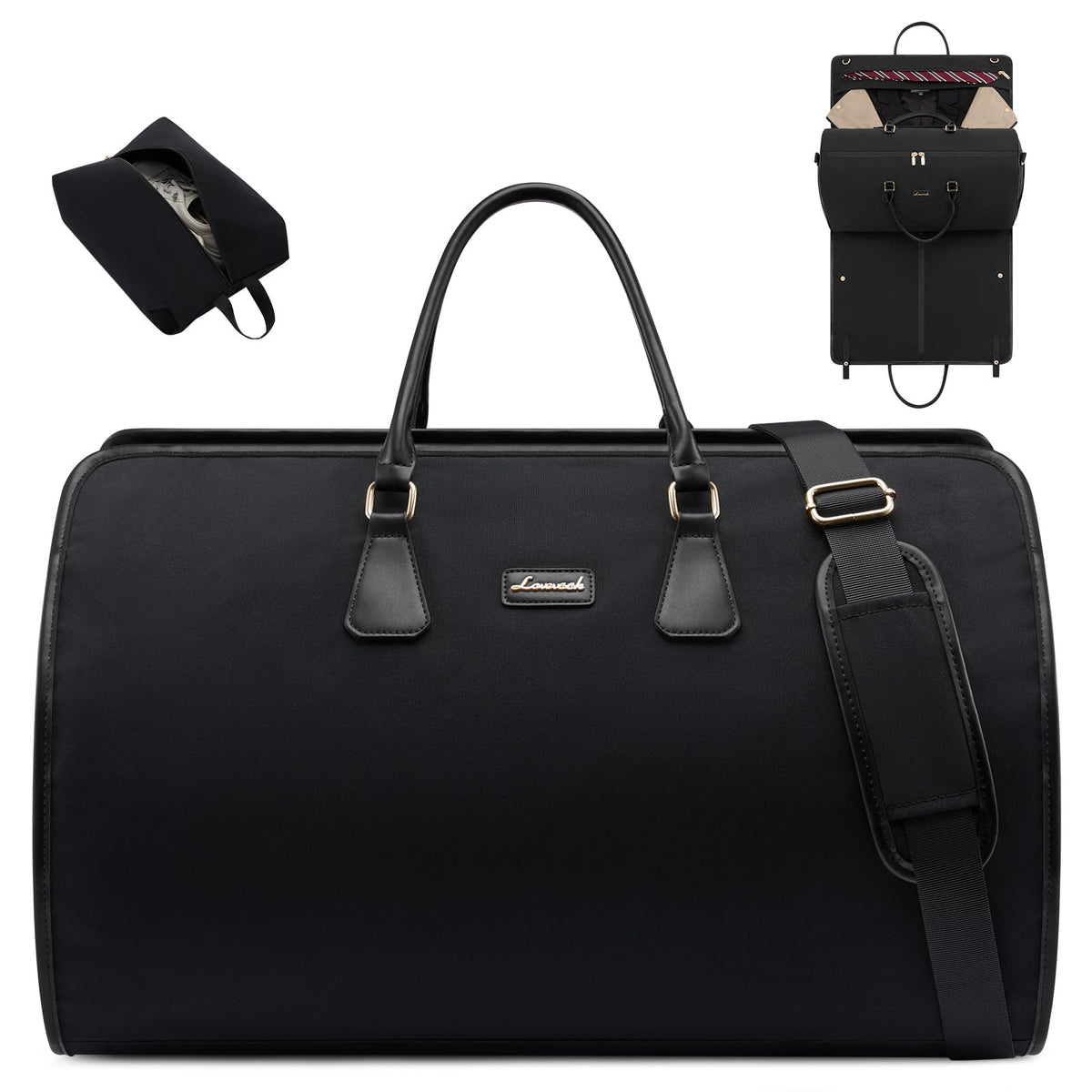 LOVEVOOK Garment Bags for Travel,3 in 1 Garment Duffle Bags for Travel with Shoe Pouch,Carry on Garment Bag for Women Men,Hanging Suitcase Suit Dress Business Travel Bag Weekender Bag
