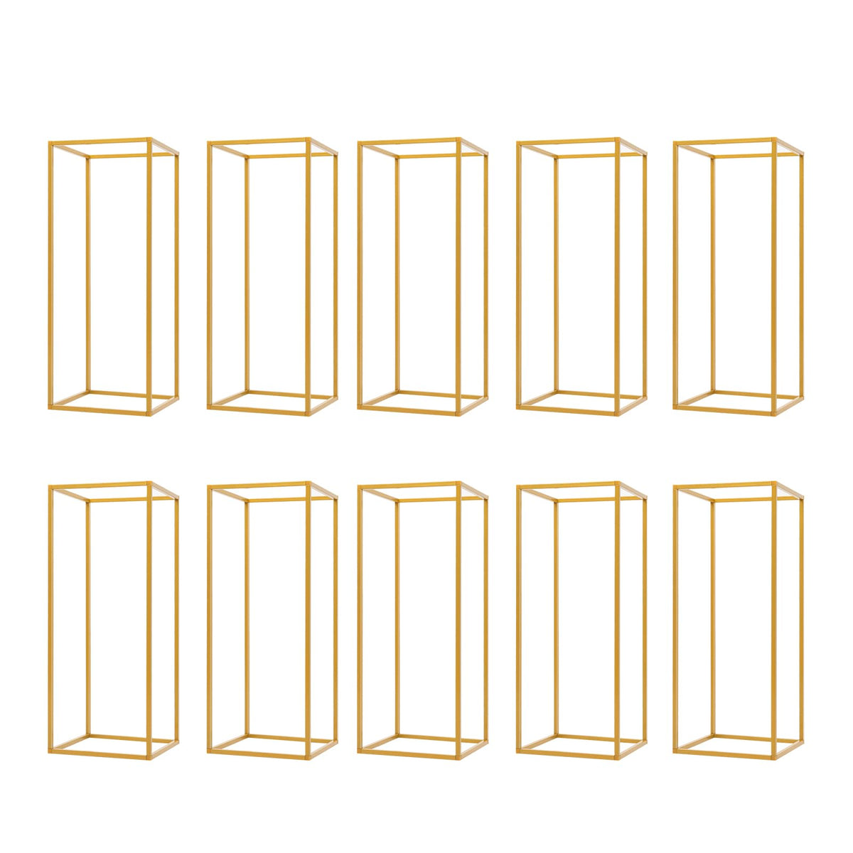 Kangten 10pcs Wedding Flower Stand Column - Geometric Metal Gold Centerpieces Vase for Tables - Rectangular Flower Display Rack for Valentine's Day Wedding Party Table Decoration Supply
