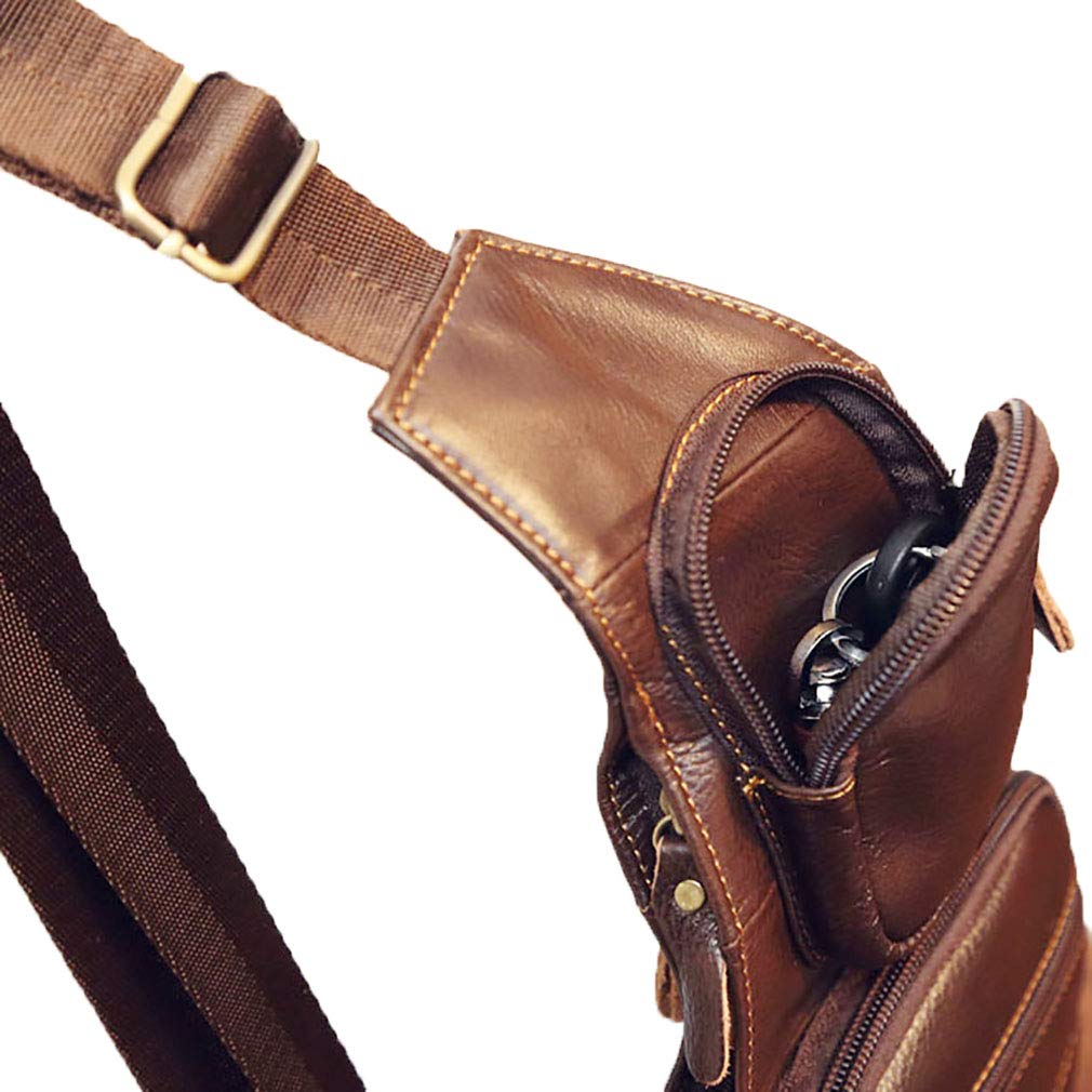 Leather Sling Bag Backpack for Men Women Crossbody Shoulder Chest Day Pack Outdoor Travel Camping Tactical Daypack