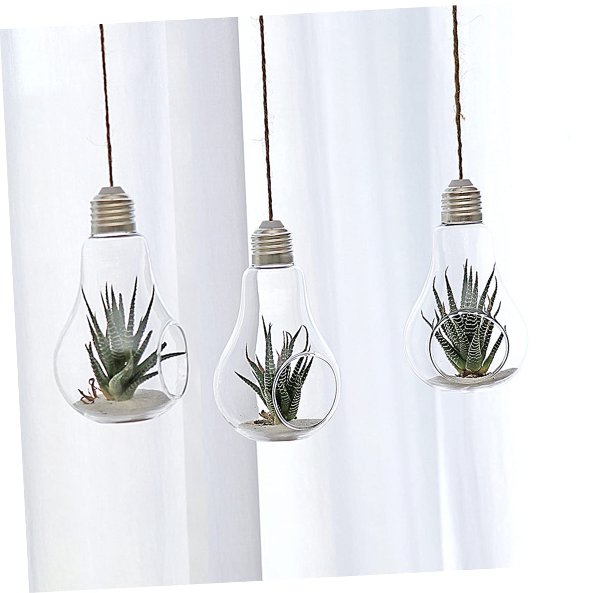 LIOOBO 2pcs Glass Succulent Vase Terrarium Container Home Decor Real Plants Indoor Wall Decor