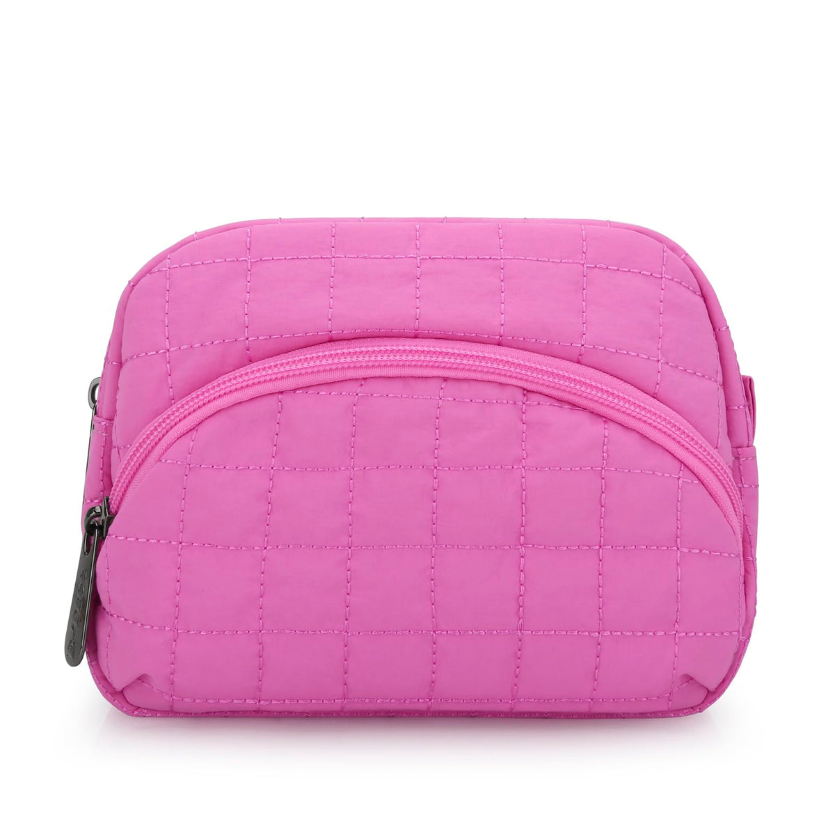 E-Tree Makeup Bag, Quilted Cosmetic Bag for Women, Puffer Make up Pouch for Purse,Travel Toiletry Organizer Case (Pink)