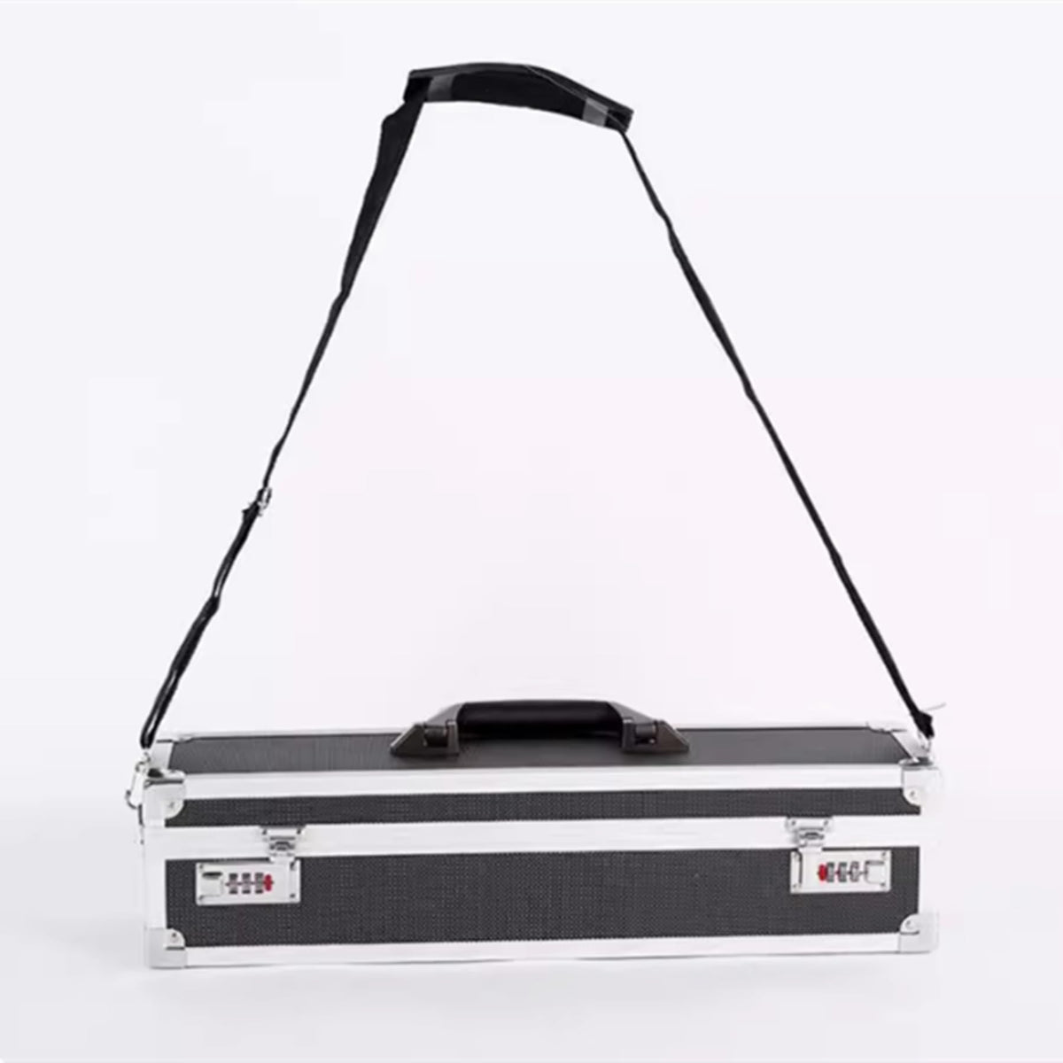 Flydoniso Chef’s Knife Case Aluminum Hard Case with Dual Combination Locks Cultery Carrier Portable Knife Organizer Block Holders Protectors With 8 Slots Can Hold Home Kitchen Knife Tools Up To 17.5”