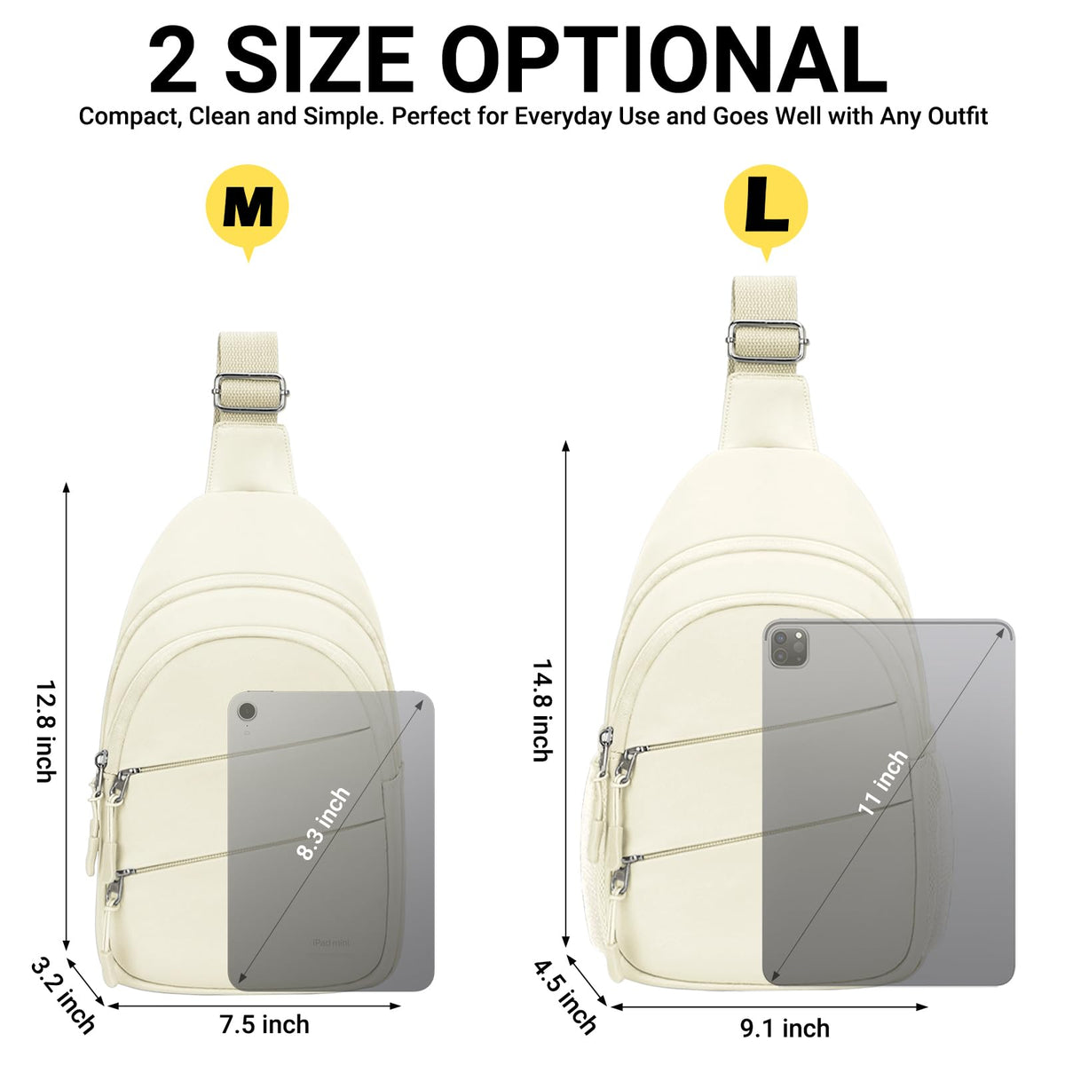 Tuwubi Crossbody Bags for Women, Sling Bag for Men, Small Hiking Backpack Anti Theft Lightweight for Outdoors Travel (M, Beige)