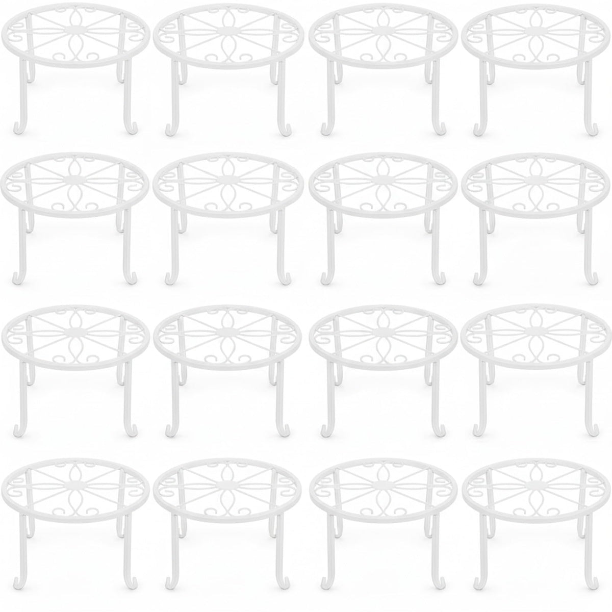 Maitys 12 Pack Metal Plant Stands Outdoor Indoor Heavy Duty Flower Potted Holder Anti-Rust Plant Pot Shelf Round Flower Display Rack for Porch Garden(White)