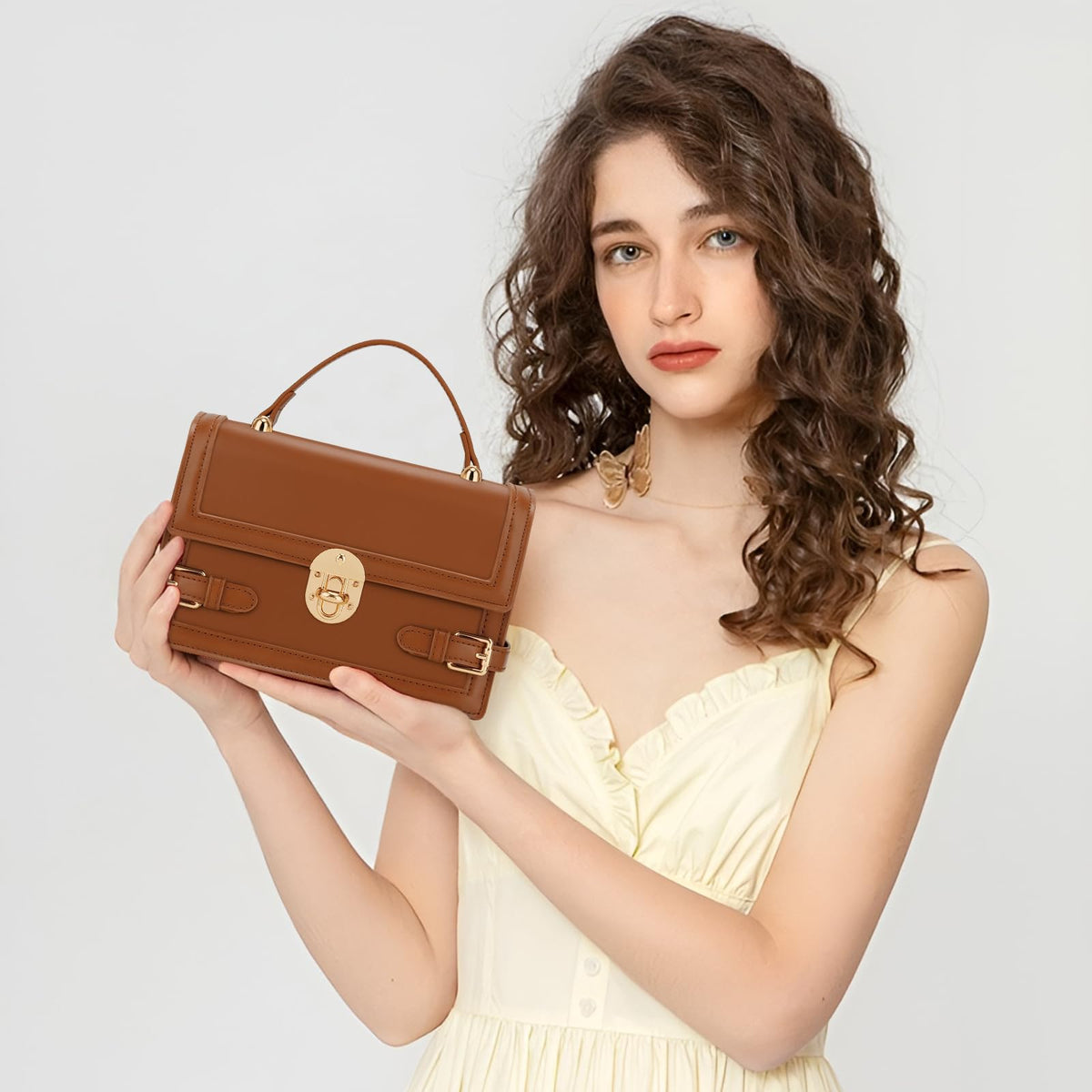 KKXIU Crossbody Purses for Women – Versatile Shoulder Purse & PU Leather Clutch Handbag, Top Handle Purses for Lady (Brown)