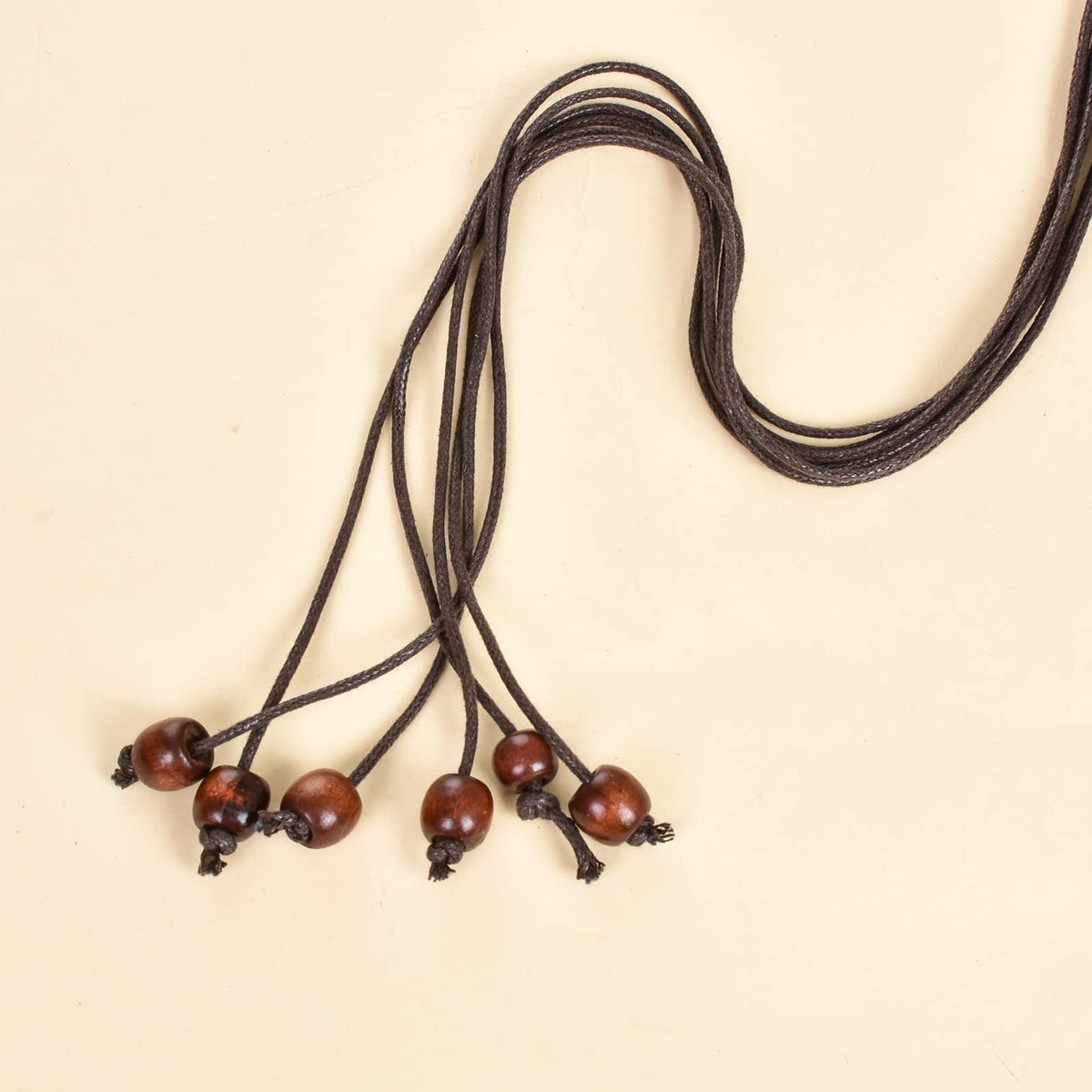 ILuvatar Women's tassel thin belt women's Bohemian style cross knotted hand woven belt Wooden beads waist rope 2pcs BLACK+ COFFEE