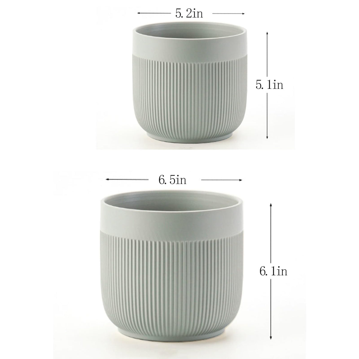 Puoyikt Ceramic 5.2+6.5 inch Planters, Modern Home and Office Flowerpot, Indoor and Outdoor Flowerpot with Drainage Hole (Grey)