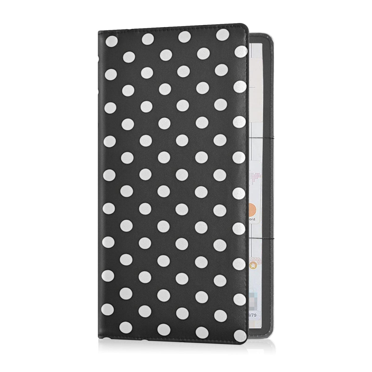 JUZIHAI Black and White Polka Dot Car Registration and Insurance Holder Glove Box Organizer Leather Vehicle Essential Document Card Wallet Accessories Case