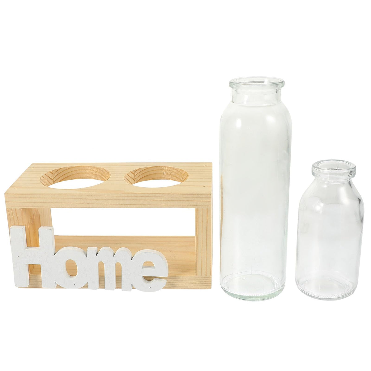 Alipis Glass Vase Set with Wooden Stand for Hydroponic Indoor Plants, Decorative Plant Terrarium Container for Home Décor and Table Centerpieces, Nordic Style Glass Planter, 2pcs