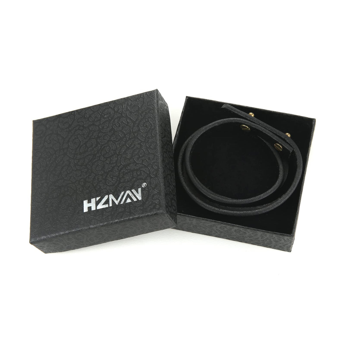 HZMAN 8.0 Inch Mens Handmade Leather Cuff Bracelet Steampunk Style leather wrap Wristband for Women Genuine Leather Bracelet (Black)
