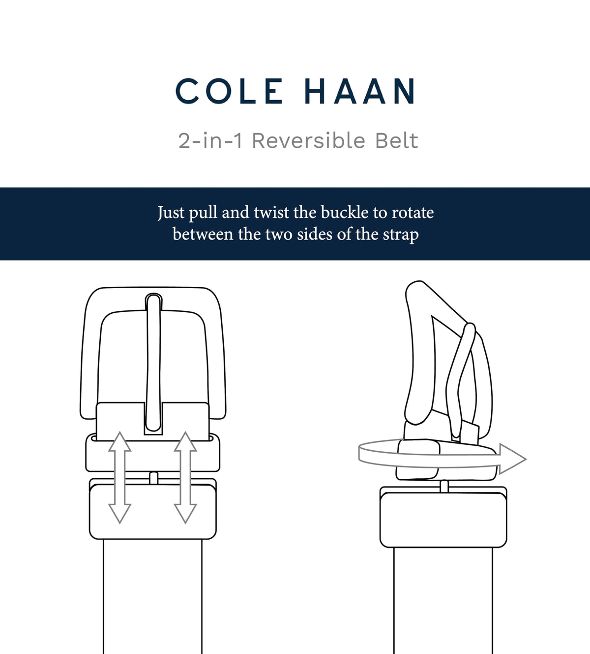 Cole Haan Men's Reversible Perforated Dress Belt, Brown/Navy, 36