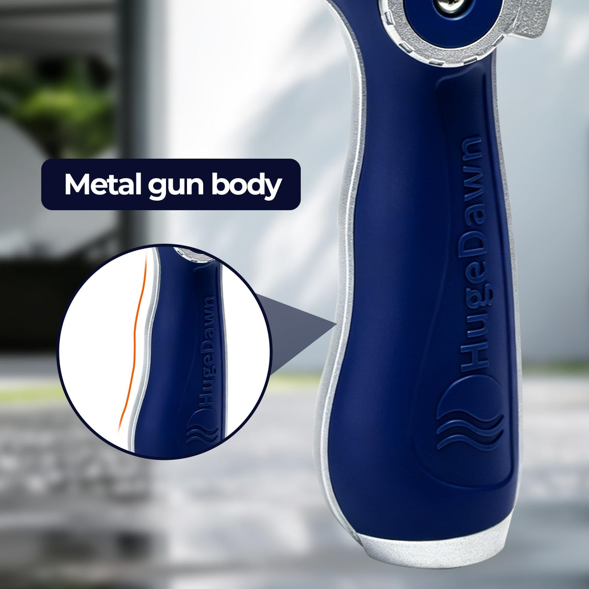 HugeDawn Garden Hose Nozzle, Heavy Duty Metal Sprayer Nozzle, Non-Slip Thumb Control, 3/4" GHT High Flow for Quick Watering & Cleaning (Blue)