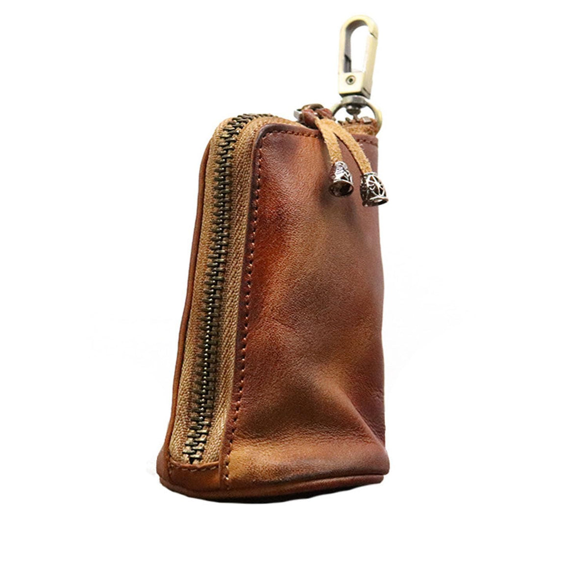 Medieval Leather Key Pouch – EDC Coin Holder for Men, Full-Grain Cowhide Keychain with Belt Hook