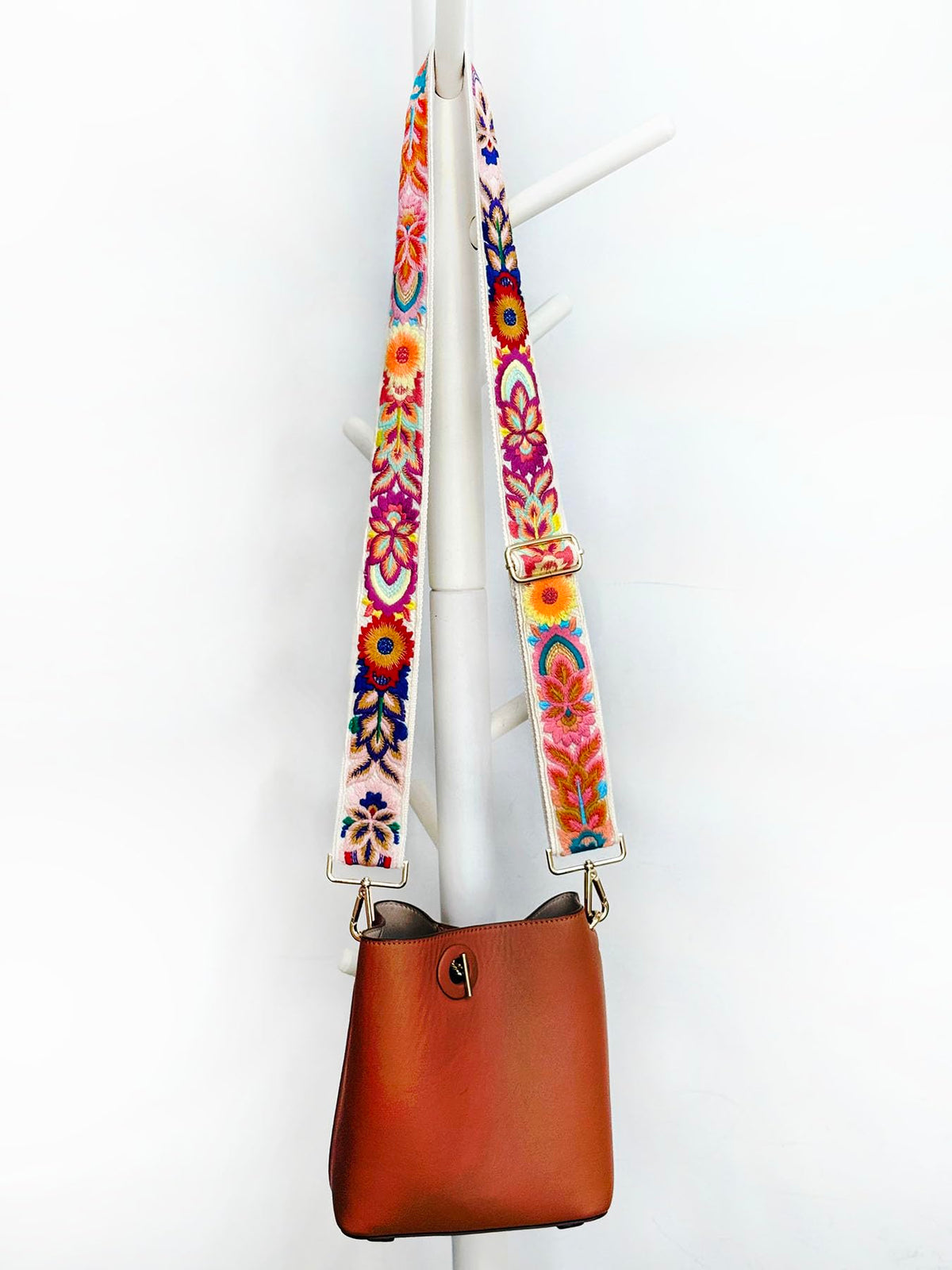 TCOMVEZ Embroidery Flower Purse Strap Replacement Crossbody for Handbags Women Guitar Strap 2 inch Wide Adjustable Bag Straps (Ivory)