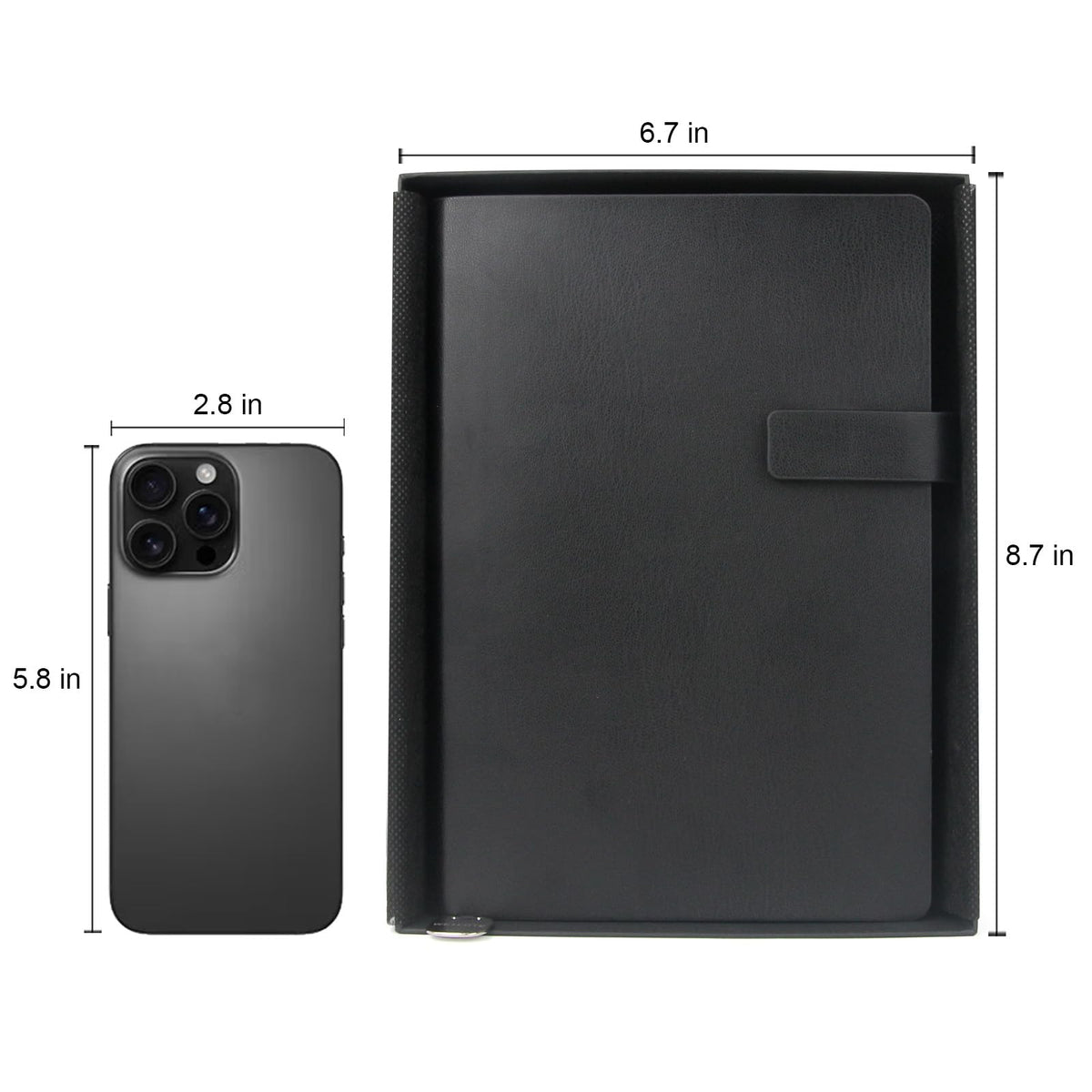 WETLOTE Soft Cover Leather Journal Notebook A5 Dotted 212 Pages 5x8.25 Inches with Strap Closure Travel Work School Writing Journaling Notebooks for Women Men Gift Box Packaging Black