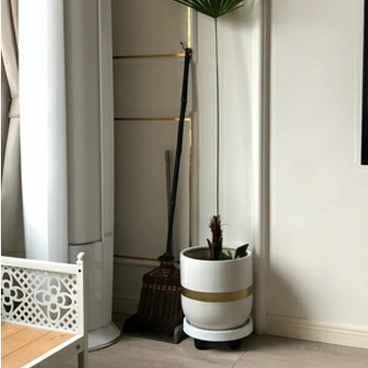 WanderingDonkey 14 Inch Wheeled Potted Flower Mover Dolly with Casters, Round Coaster for Indoor Outdoor,Planter Saucer Tray, Heavy Duty Plant Caddie with Wheels,Rolling Plant Stand Pot Trolley