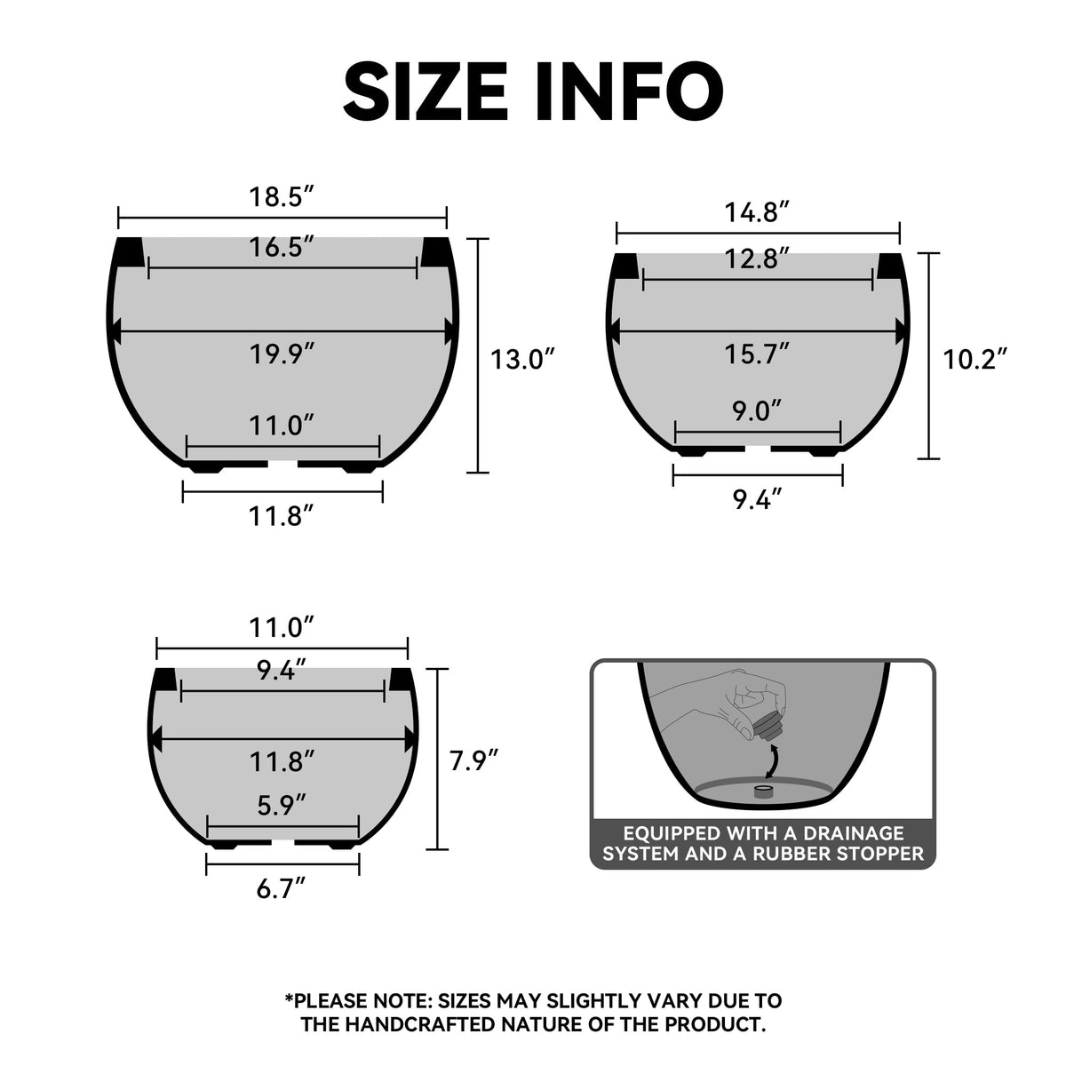 Kante 15.7-Inch Dia Round Concrete Planter, Bowl-Style Flower Pot with Drainage Hole for Patio, Garden and Home - Ideal for Flower and Trees (13" Opening), Weathered Concrete