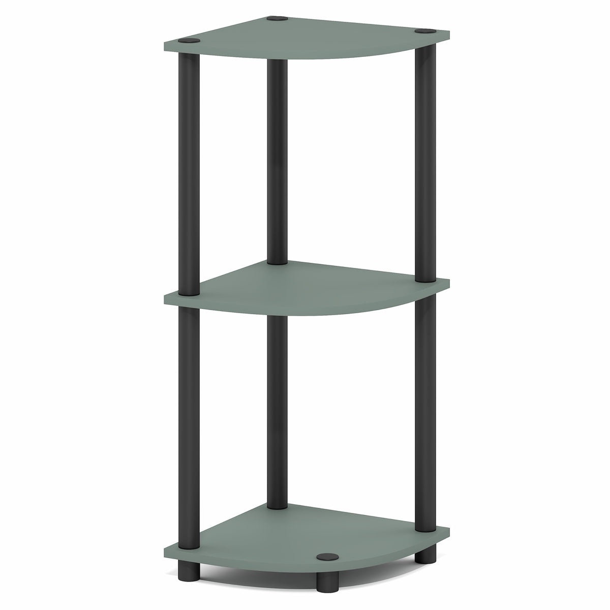 Furinno Turn-N-Tube Corner Shelf, 3-Tier Corner Bookshelf, Display Storage Shelves with Open Shelves, for Organization and Storage, Living Room, Home Office, Garage, Sage Green
