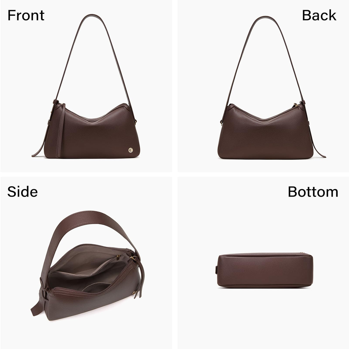 CLUCI Brown Shoulder Bag for Women, Cute Purses and Handbag, Soft Hobo Bag Clutch Purse with Adjustable Wide Shoulder Strap