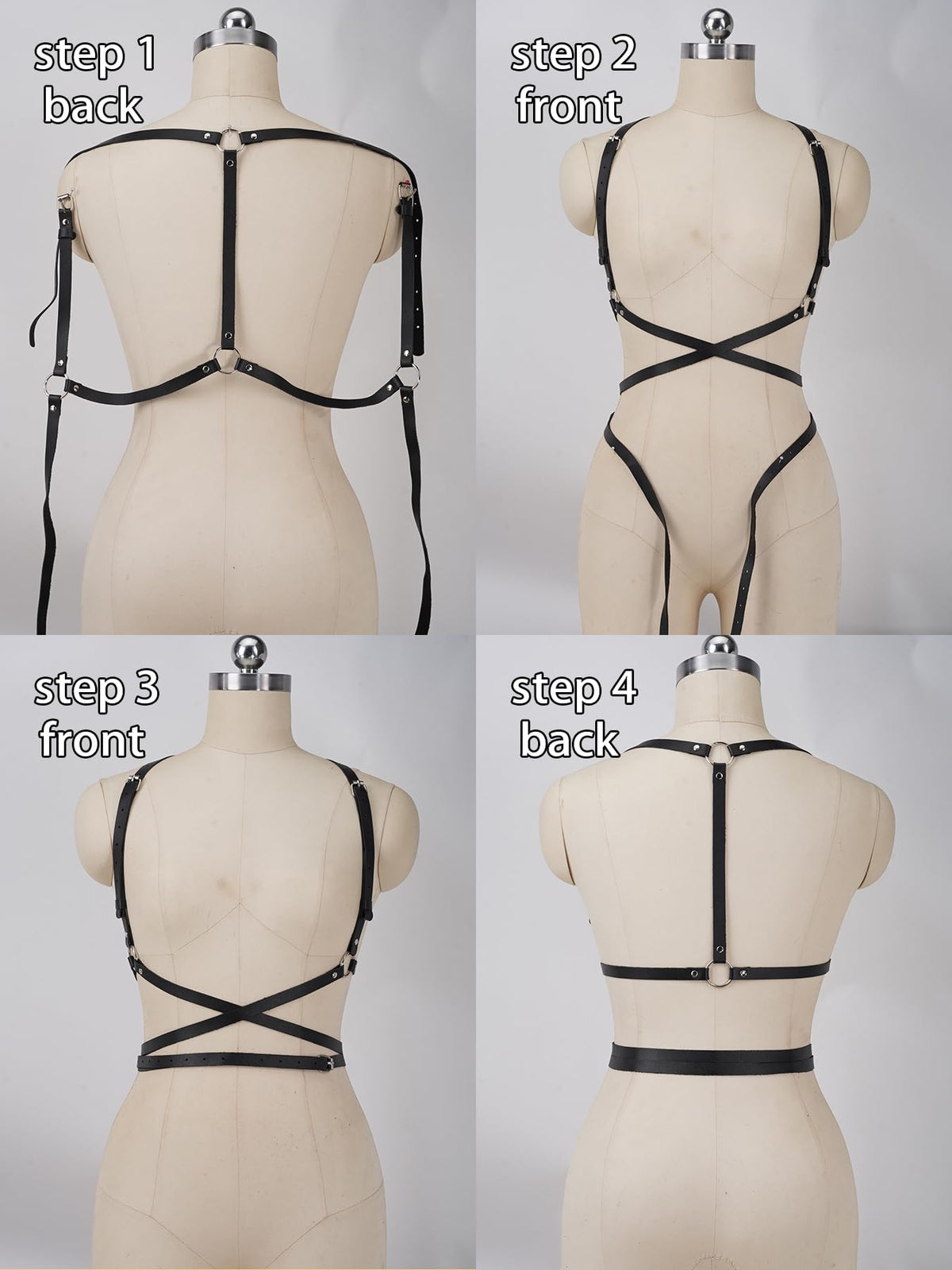 WARANDOD Leather Harness for Women Fashion Goth Chest Pu Black Harness Top Body Punk Belt Adjustable Waist Belts Rave Cosplay Halloween Accessories(Fits Waist 25-30in)