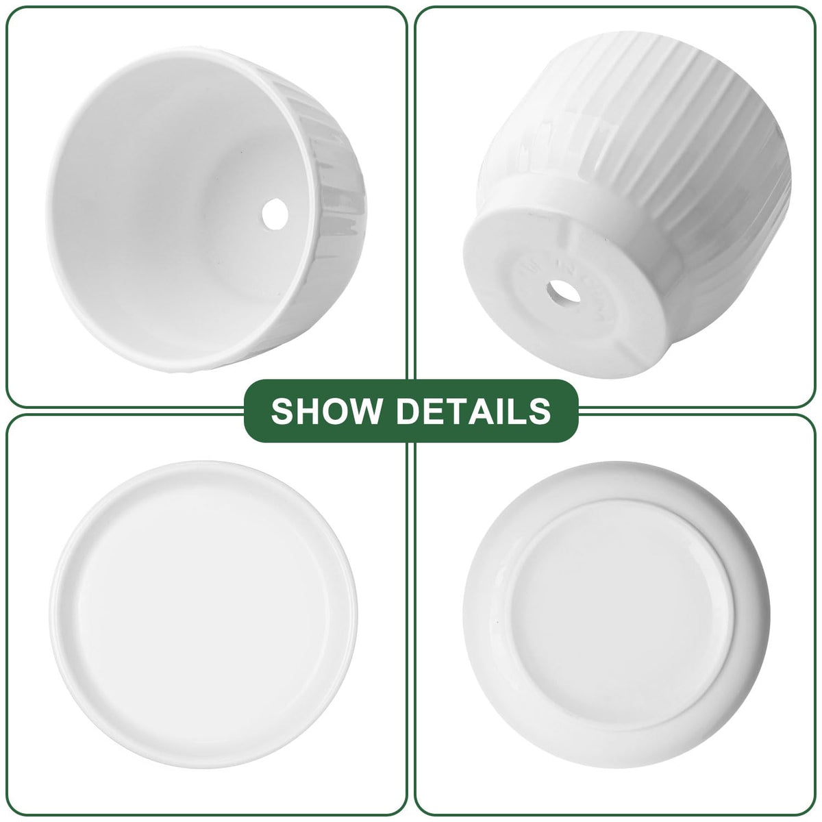 YUFDA Ceramic Plant Pots,6.7 + 5.5 Inch,Ceramic Flower Pots,Planters with Drainage Hole and Saucer,Planters for Indoor Plants(Pure White)