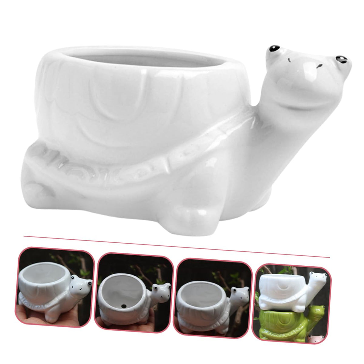 Ciieeo Ceramic Turtle Succulent Planter Pot Cute Cartoon Flower Container for Plants for Home Office Desk Decor Vibrant Garden Decoration