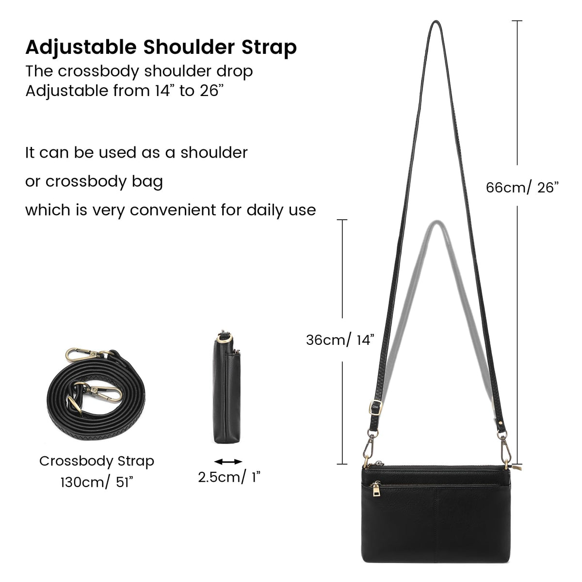 SENDEFN Leather Crossbody Bag for Women Small Clutch Purses Crossbody Shoulder Handbag Wallet Purses RIFD Card Slots