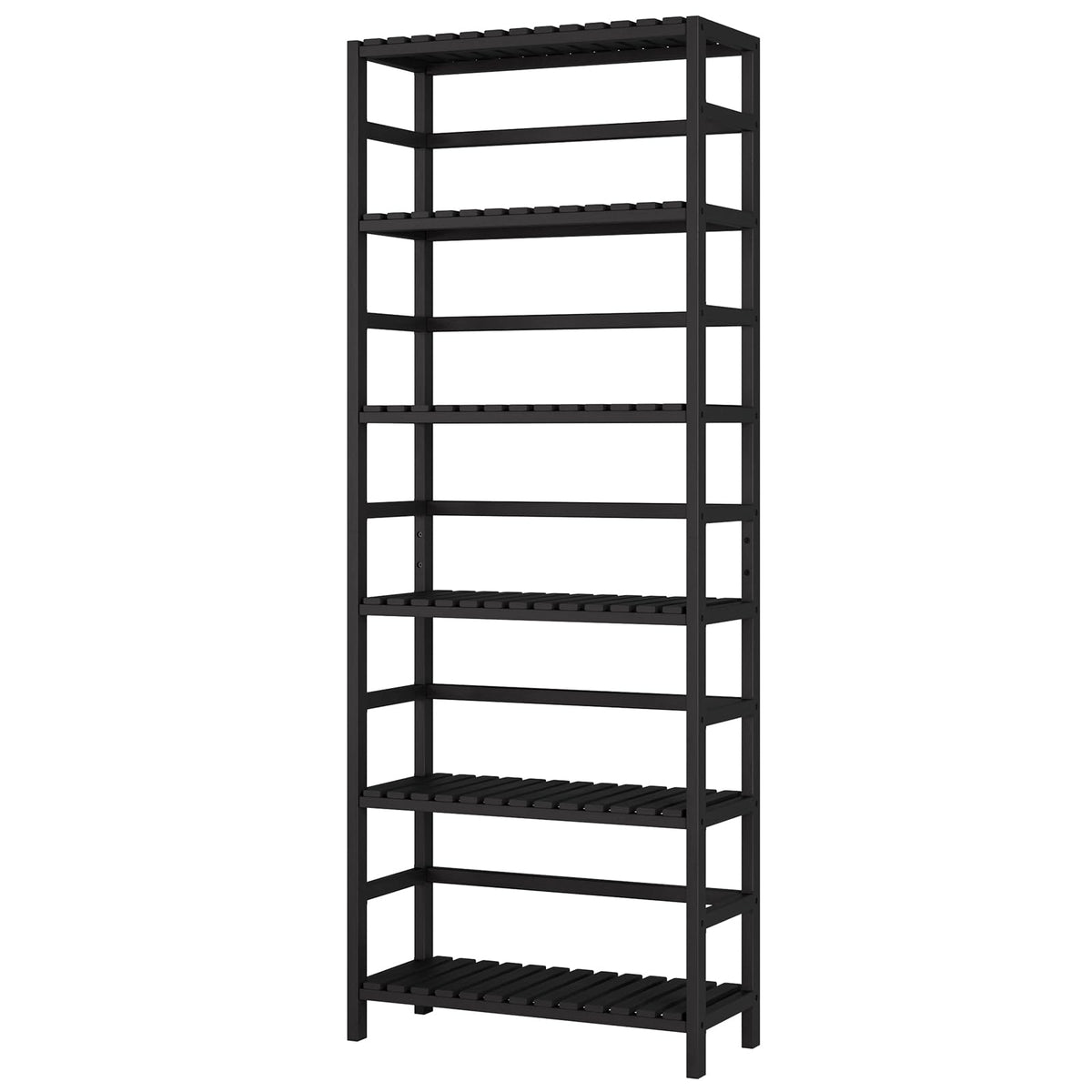Bamjoy Bamboo Shelf, 6-Tier Bookshelf Adjustable Storage Shelves, Tall Shelving Unit Plant Stand, Storage Rack for Bathroom Home Office Living Room Kitchen, 23.6W x 10.2D x 63.4H Black
