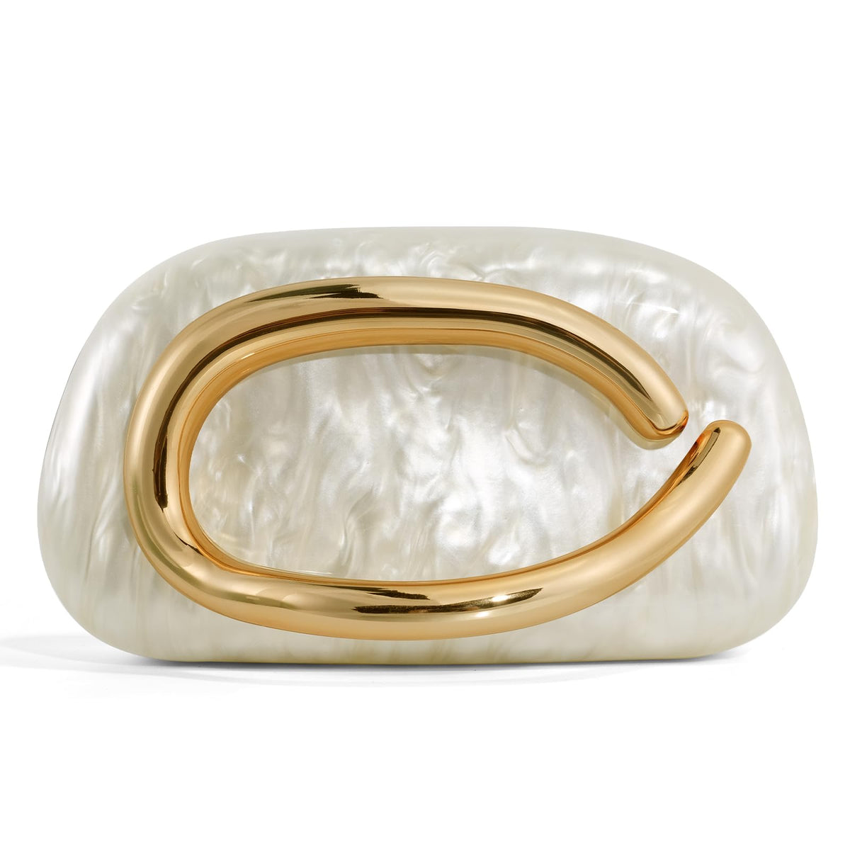 NEWROGENG Clutch Purses for Women Formal, Marble Acrylic Evening Bags with Chain, Trendy Metal Handle Purses and Handbags 2025, Marble White