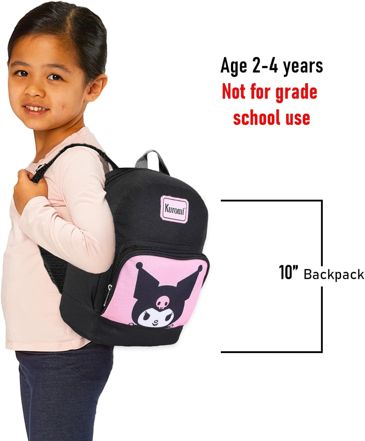 SANRIO Kuromi Mini Backpack with Wallet Set - Bundle with 10 Woven Backpack with Front Pocket and Card Organizer for Women | Kuromi Travel Bag Set
