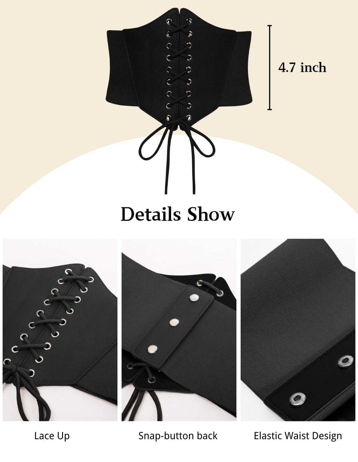 Scarlet Darkness Women Black Belt for Dress Wide Elastic Belt Stretch Corset Belts Black S