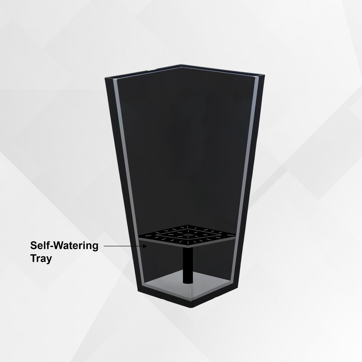 XBrand Modern 28-Inch Square Planter, Modern Tapered Black Perfect for Indoor & Outdoor, Patio Décor, Black