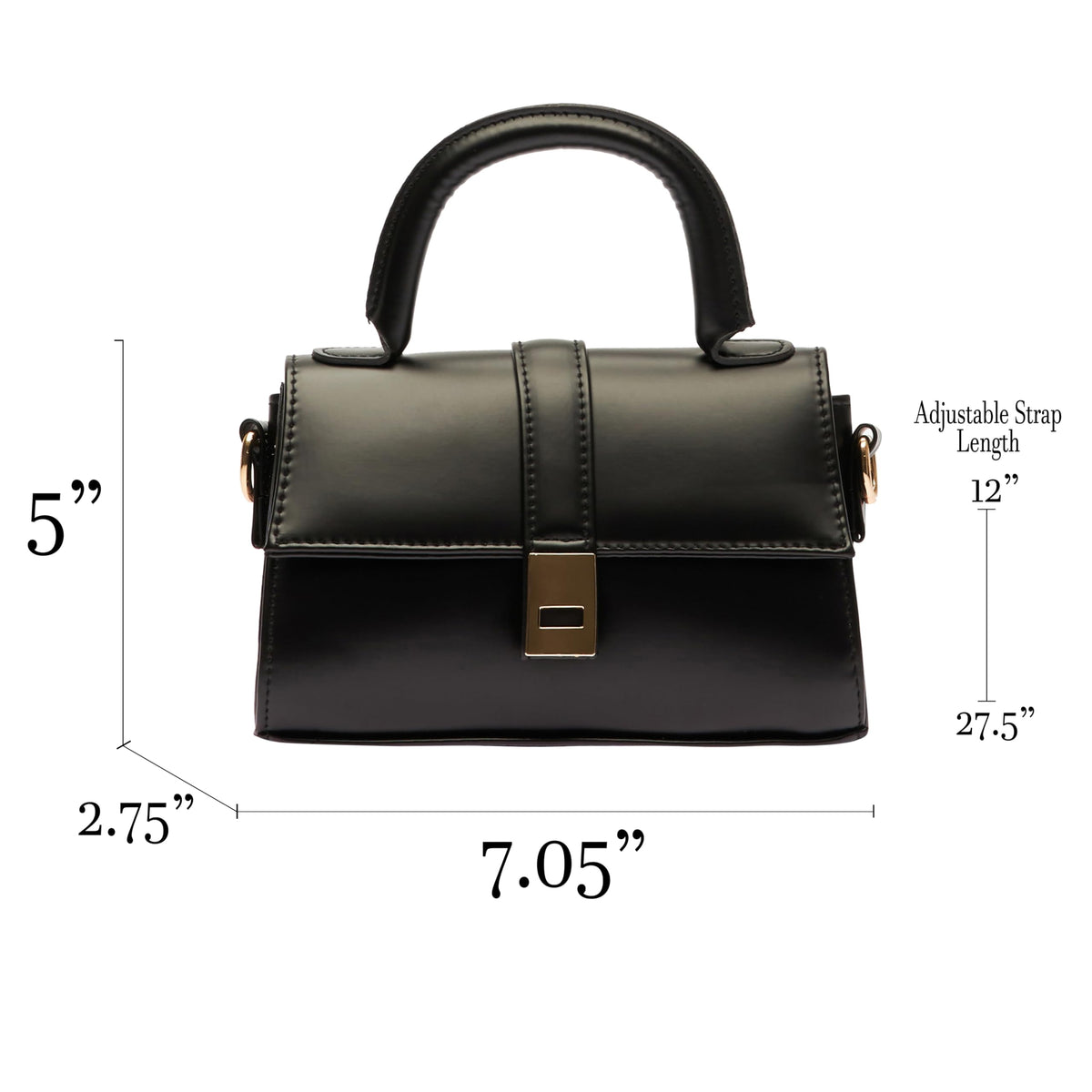 MOON CANTA Mini Crossbody Bag for Women – Small Faux Leather Shoulder Purse with Gold Lock, Elegant Design for Daily Use & Parties (Black)