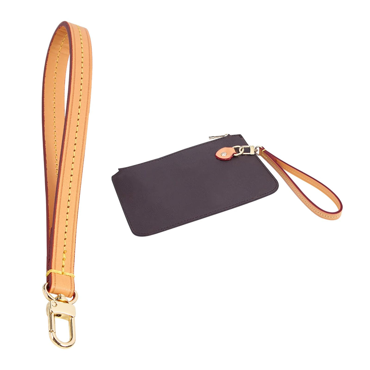 jiesinlov Purse Hand Wrist Strap,Vachetta Leather Replacement Wristlet Keychain Strap for Clutch Bag(Width:0.43in&Length:8.5in-Beeswax)