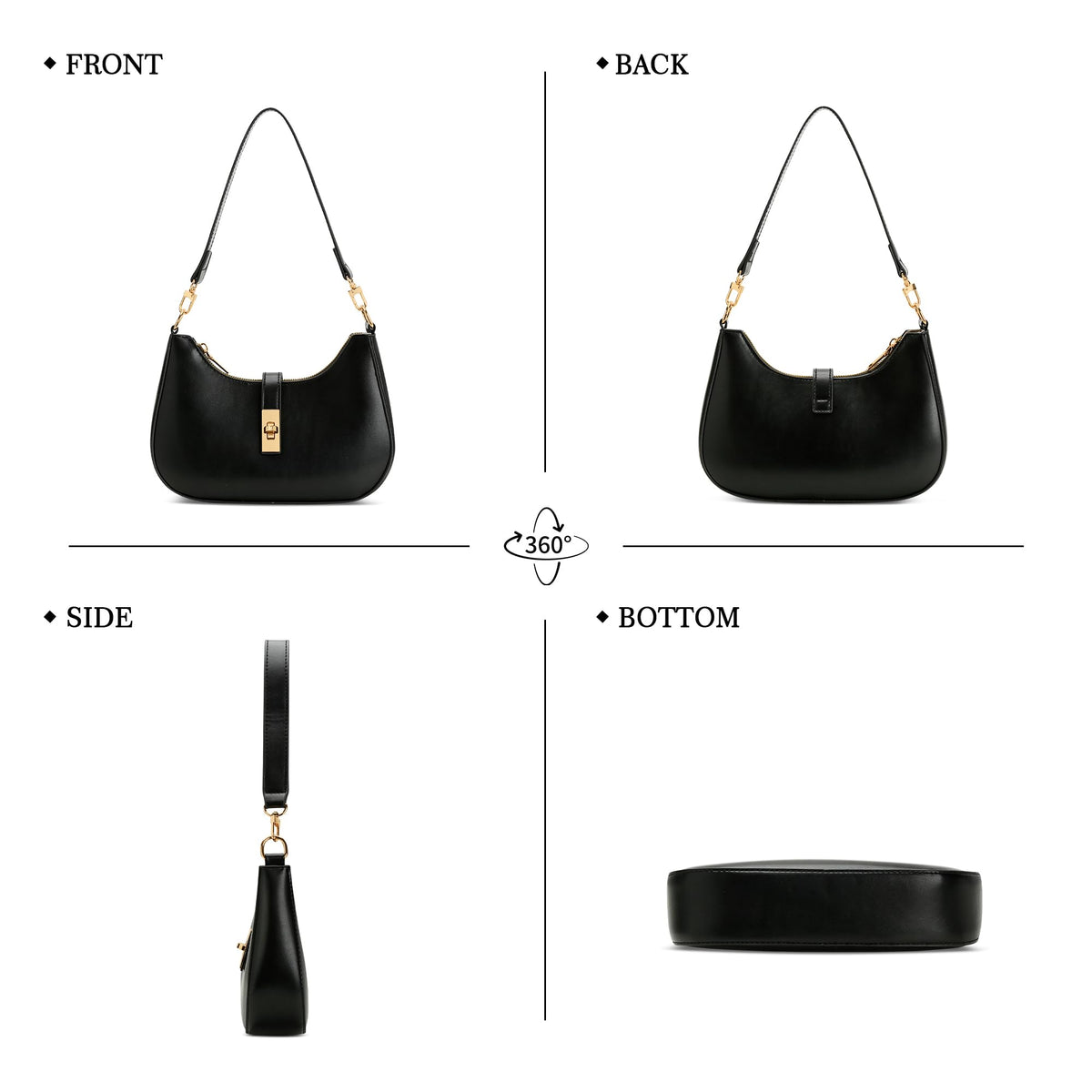 KKXIU Shoulder Bag for Women Cute Hobo Handbag and Vegan Leather Retro Small Clutch Purse with Zipper Closure