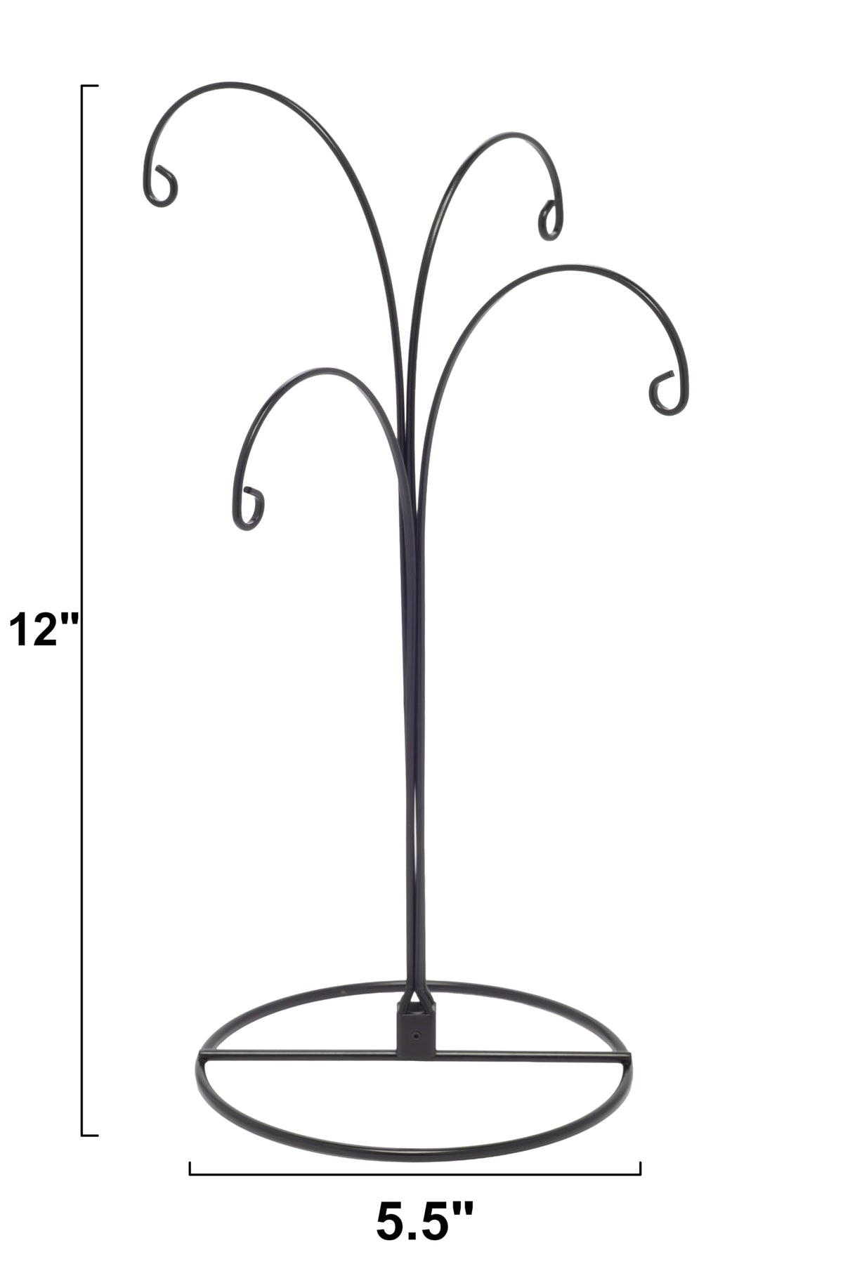 Creative Hobbies 2 Pack of Metal Ornament Display Stands – 12″ Tall with Four Hooks at Varying Heights for Christmas Ornaments and Keepsakes (Black)