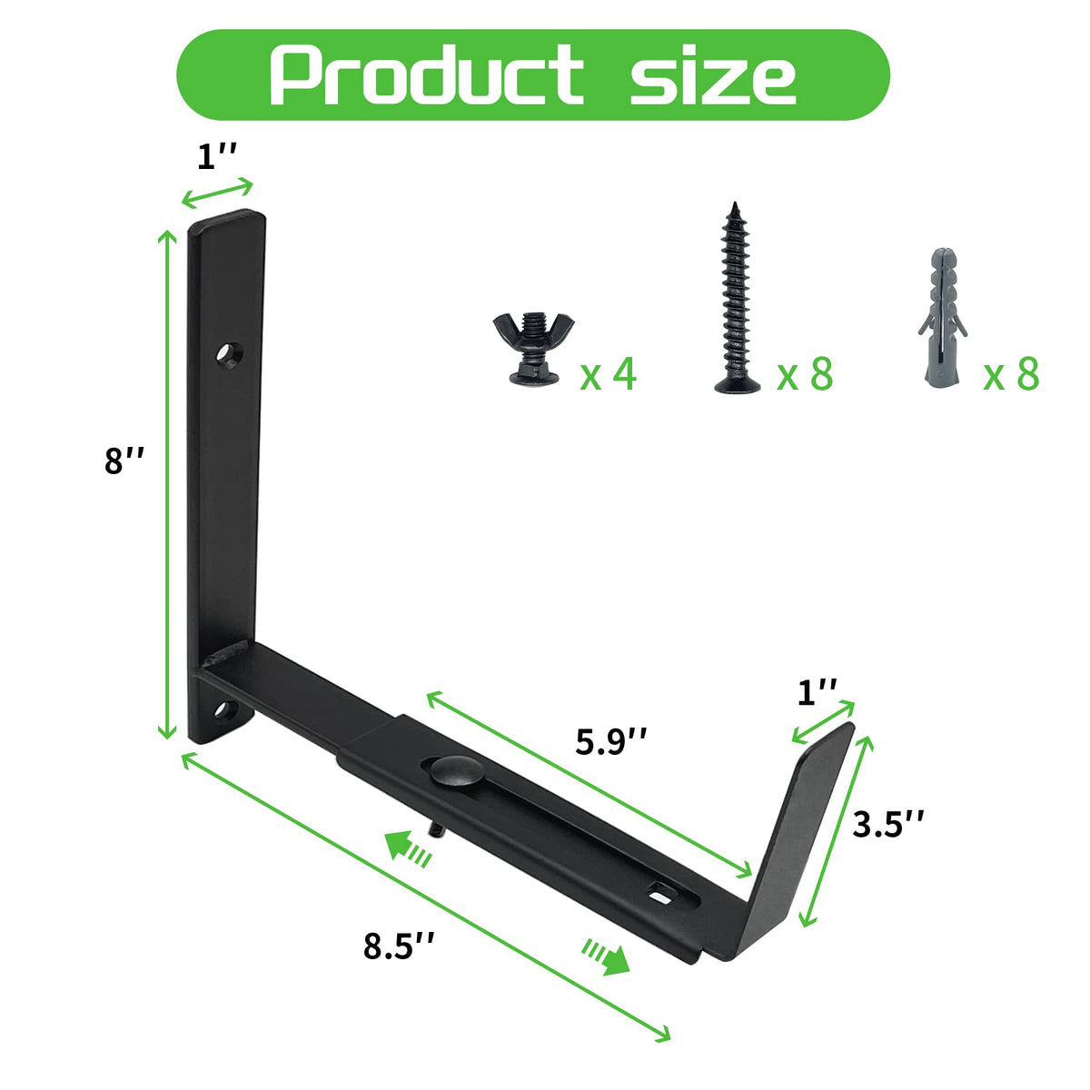 Pusonor Adjustable Window Box Bracket 4 Pack, Heavy Duty Planter Box Bracket Flower Box Holder Wall Mount Suitable for Planter Boxes 6 inches to 12 inches Deep