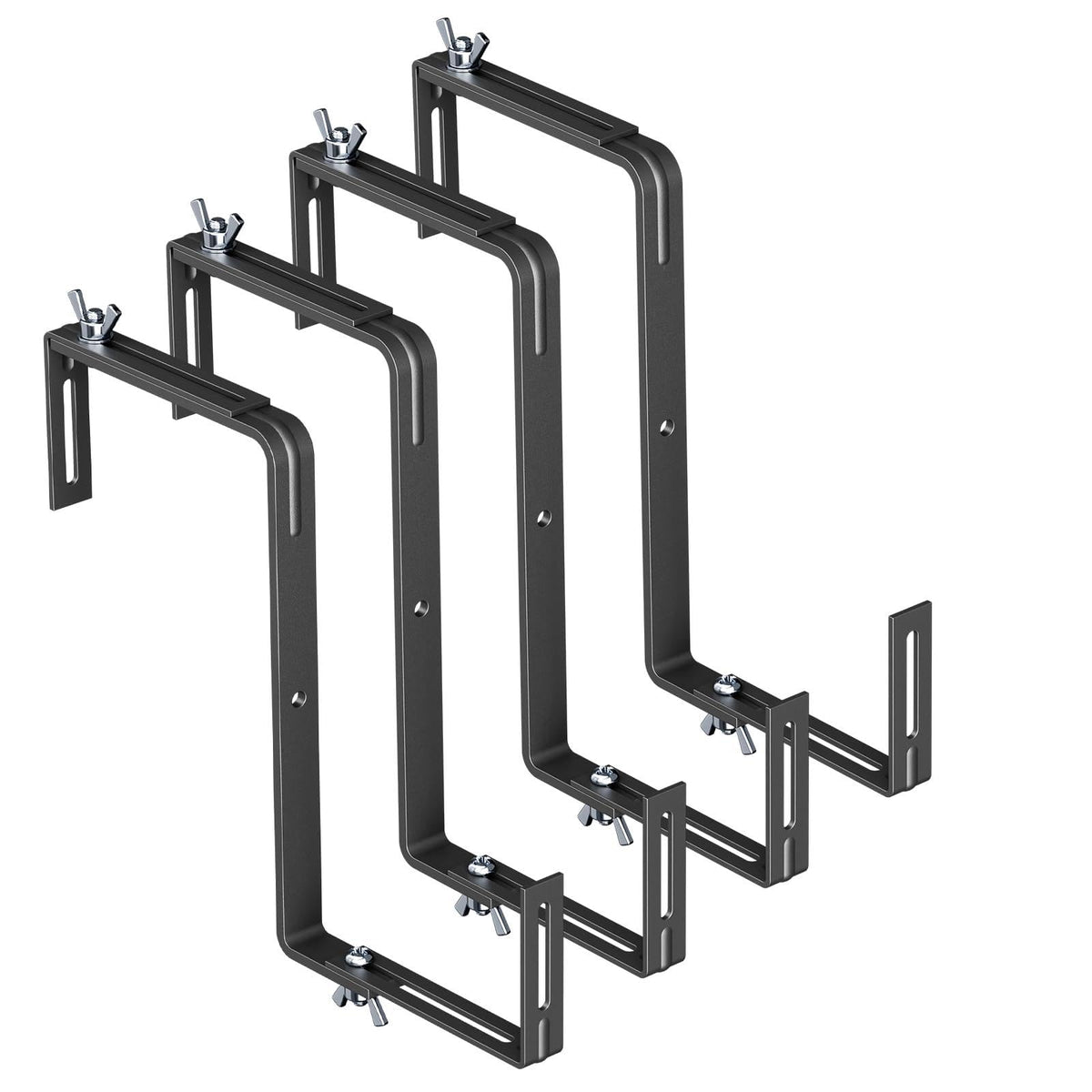 NBPUJ Adjustable Planter Box Brackets,Enhanced Bottom Support,Universal Outdoor Hanging Brackets,Flower Box Brackets for Fence Railings, Windowsill, Patio, Garden,Balcony. (Black)