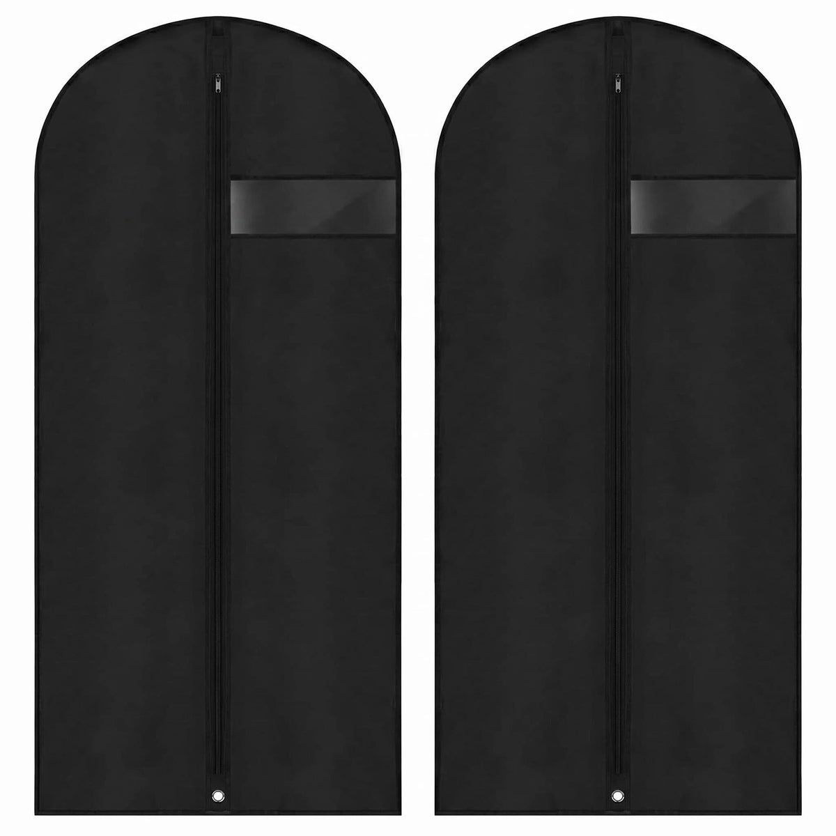 Bekecidi 2 Pcs Garment Bags for Hanging Clothes, Dust-Proof Clear Window Suit Bags for Suits Coats Dresses, Closet Storage & Travel Garment Covers (Black, 63 Inch)