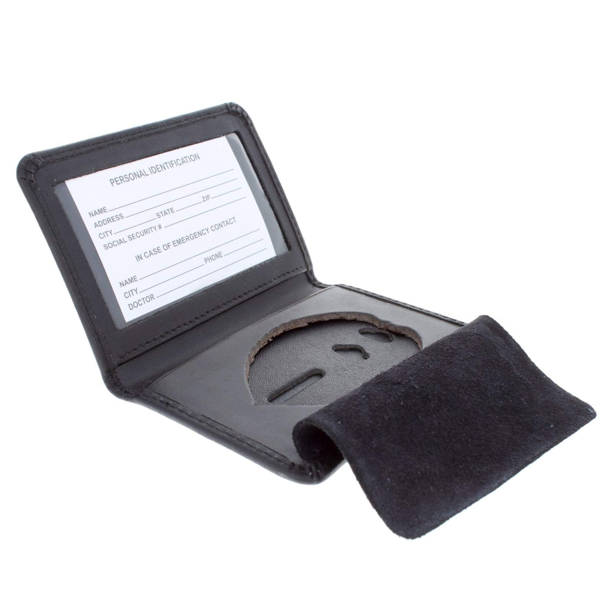 ASR Federal Genuine Leather Unisex Law Enforcement Badge Holder Case - Shield, Basketweave Black
