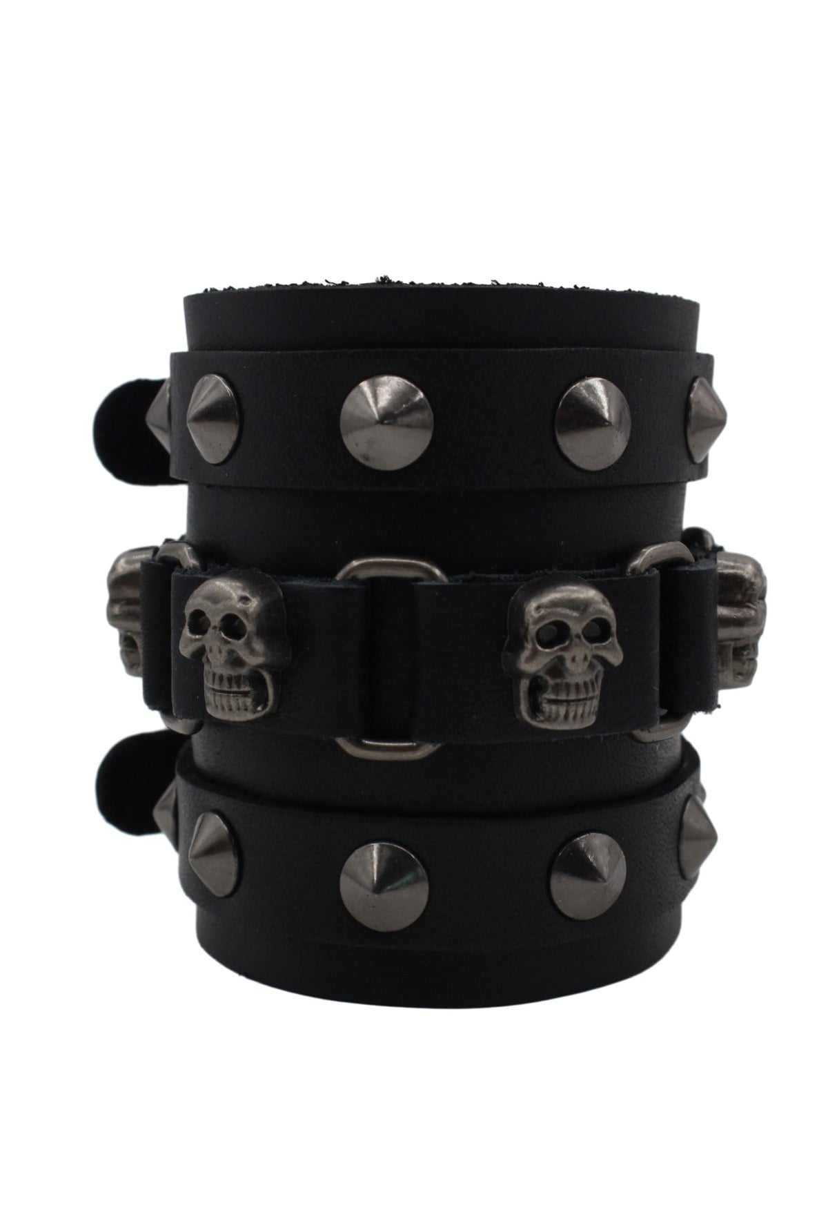 Scddboy Men's Wide Cuff Wristband,Punk Rock Biker Wide Gothic Leather Bracelet